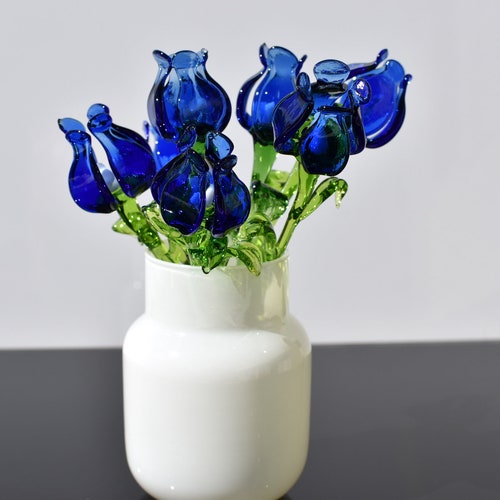 Beautiful Blue Glass Iris Flower. Excellent Addition to Your Etsy
