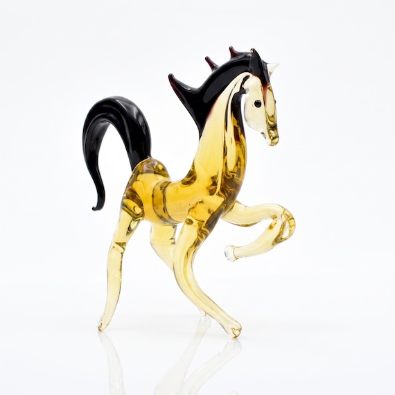 手作りのガラス製馬の置物：収集価値のある動物の彫刻 - Etsy 日本