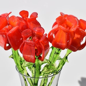 Glass Red Rose Flower • Romantic Keepsake for Anniversaries & Special Moments • Handmade Collectible Gift to Treasure Forever
