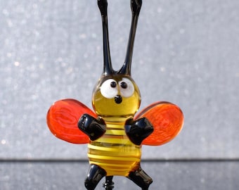 Abeja de cristal, escultura de cristal, figuras de cristal, regalos de abejas, abejorro, abeja melífera, animales de cristal, animales de vidrio soplado, abeja de cristal, abejas, arte