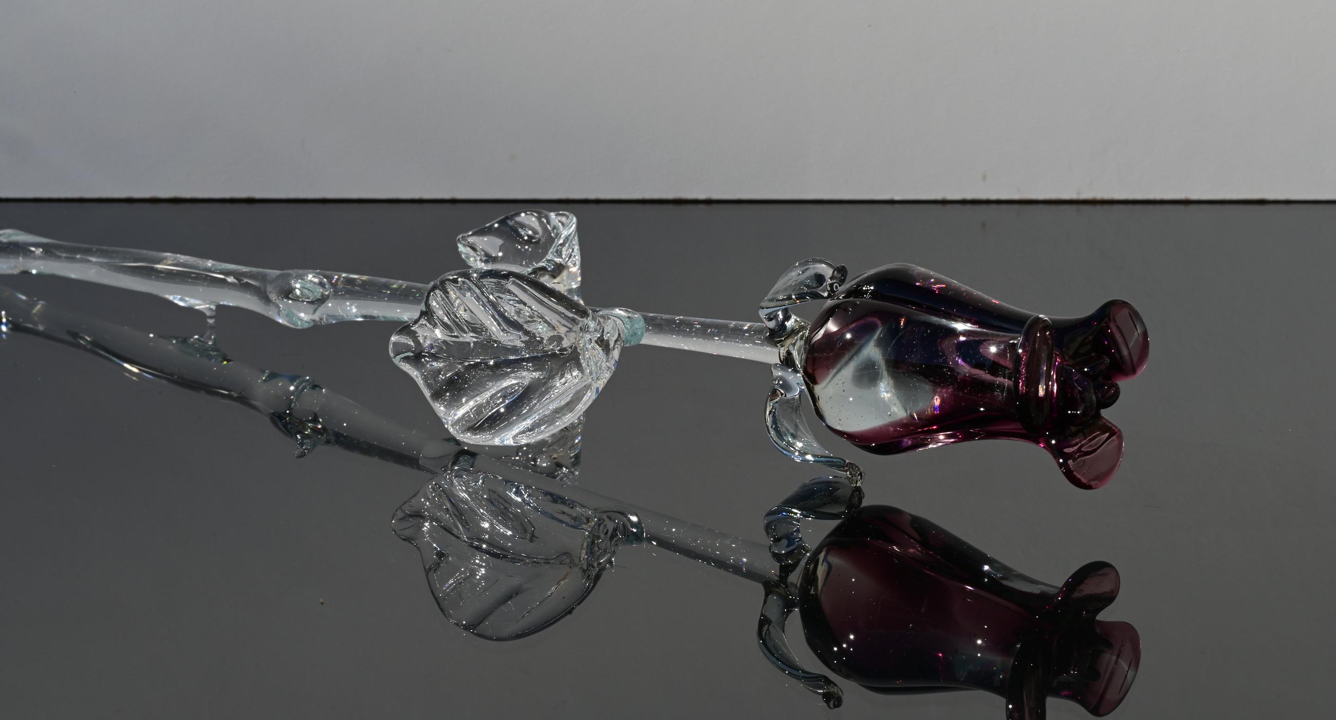 Purple Glass Flowers - Glass Flower Bouquet - Eternal Rose - Blown ...