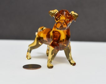Perro Pit Bull de Cristal Marrón, figura detallada de aspecto realista y con mucho carácter y personalidad.