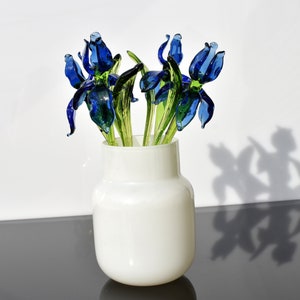 Beautiful blue glass Iris flower. Excellent addition to your glass collection, unique gift. Each flower is priced individually.