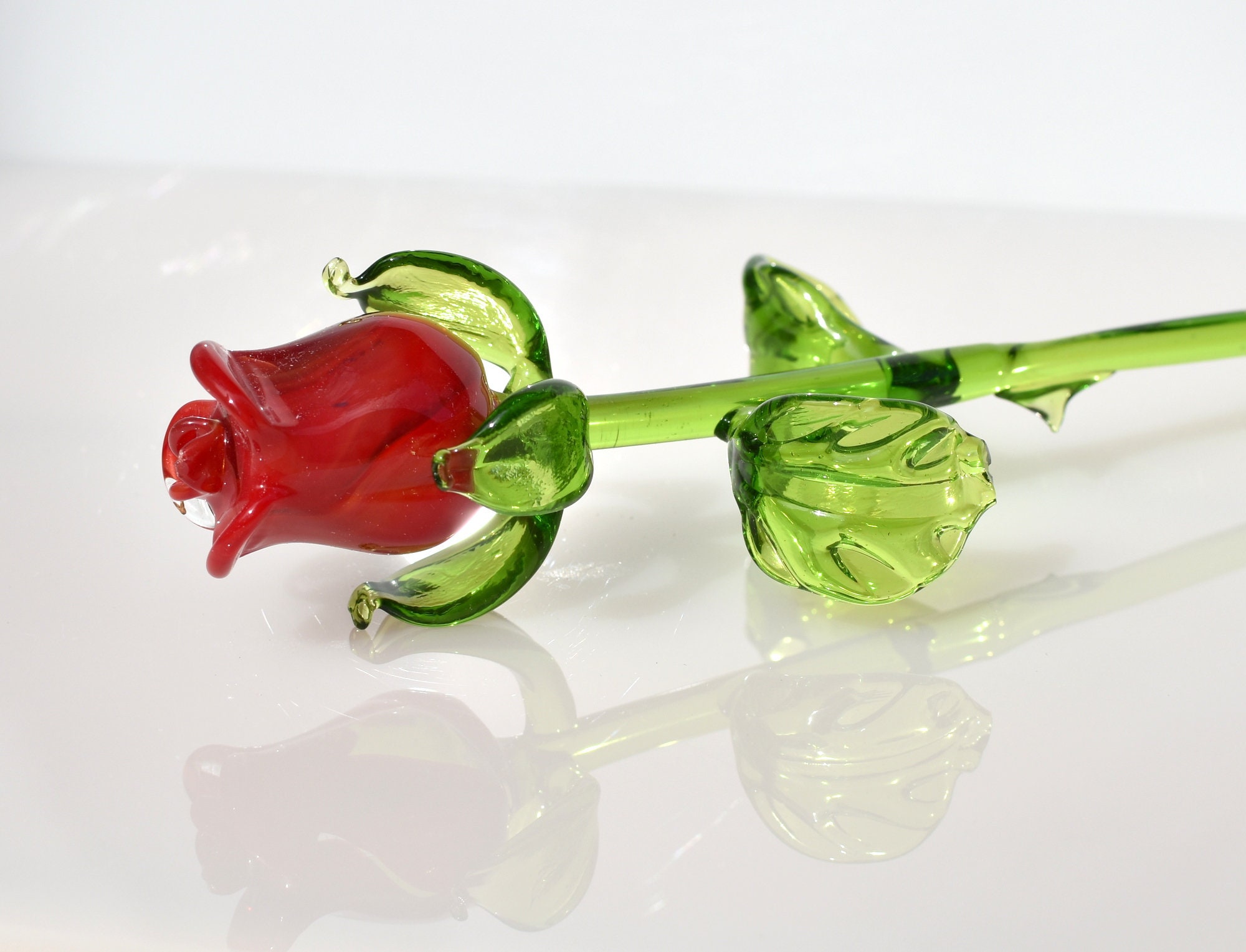 Beautiful Red Glass Rose Flower. Excellent Addition to Your Etsy UK