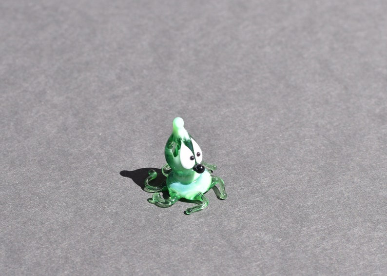 Unique gift. whimsical Cute glass green mini octopus Lamp work miniature character from Glass Menagerie
