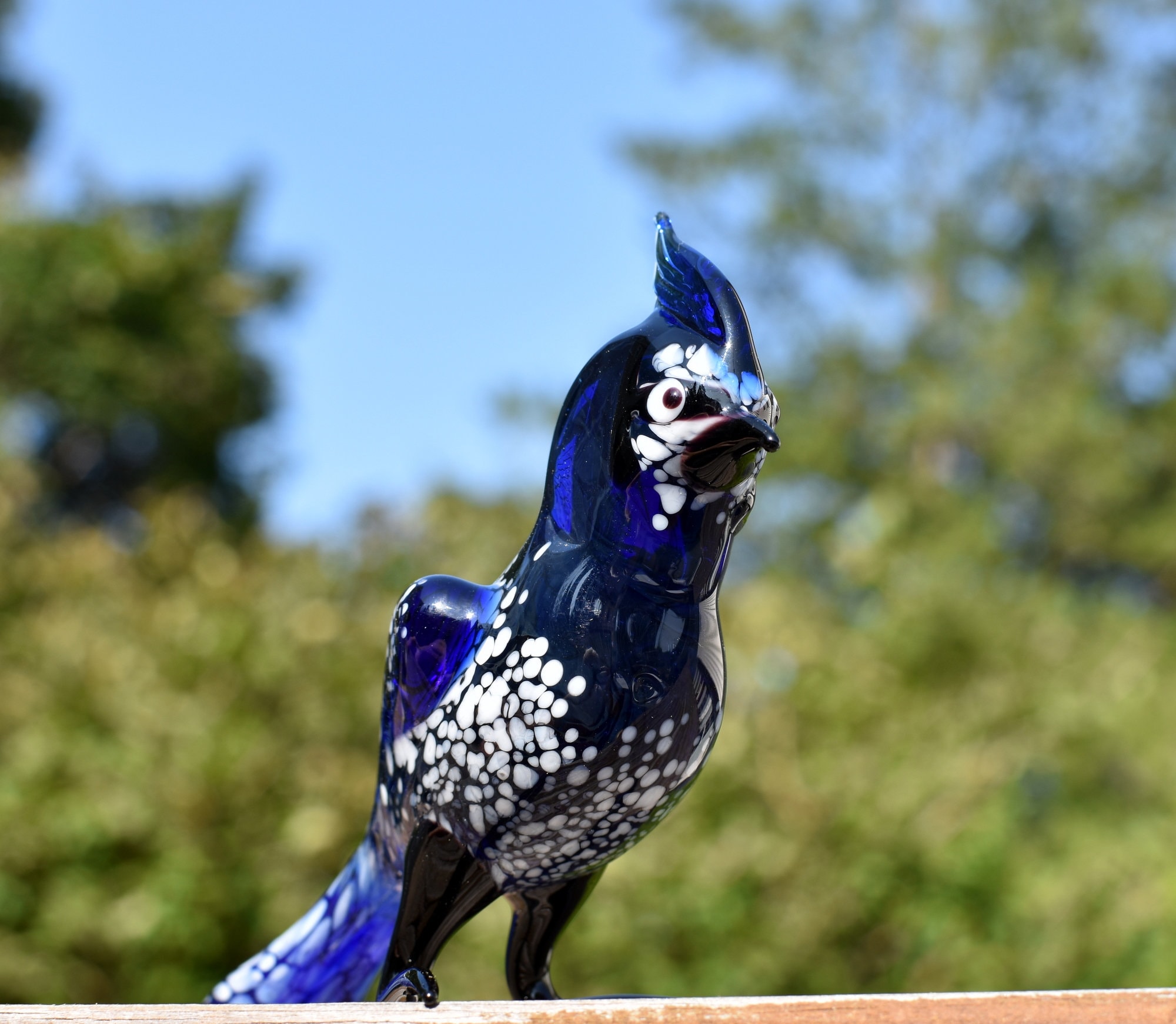 ブルージェイズ、青い鳥、ガラスの鳥の置物、鳥の彫刻、鳥の装飾、鳥