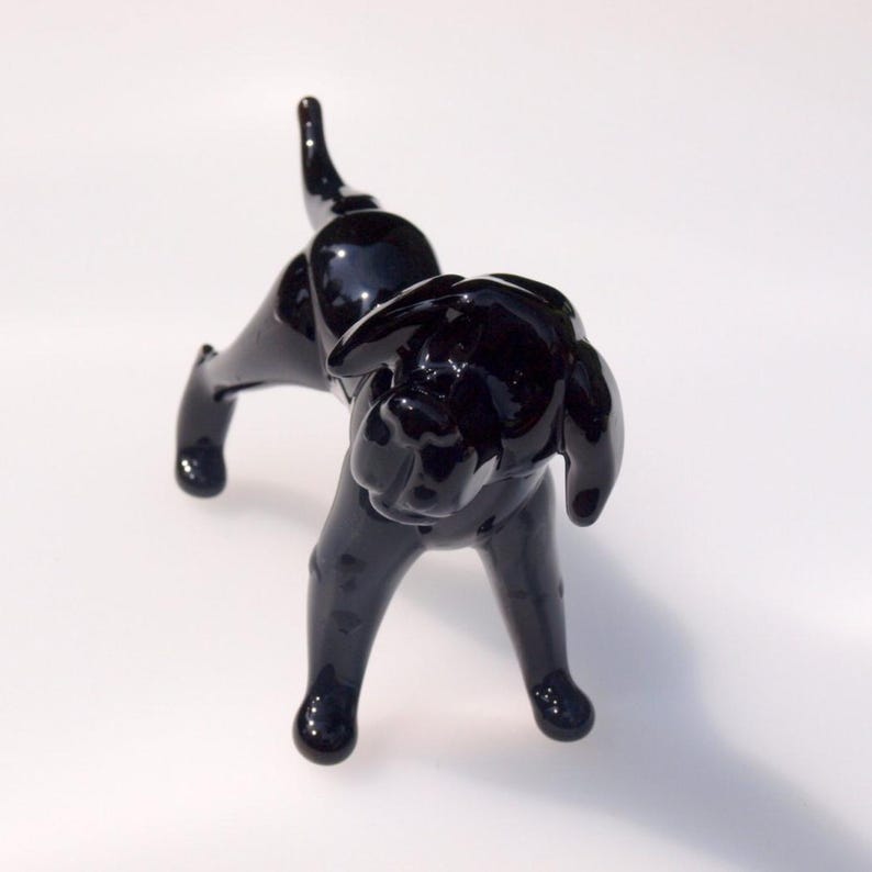 Black Glass Labrador Figurine, Black Labrador Gifts, Black Lab Art, Dog Memorial Gift, Labrador Statue, Blown Glass Animals, Black Lab Decor image 2