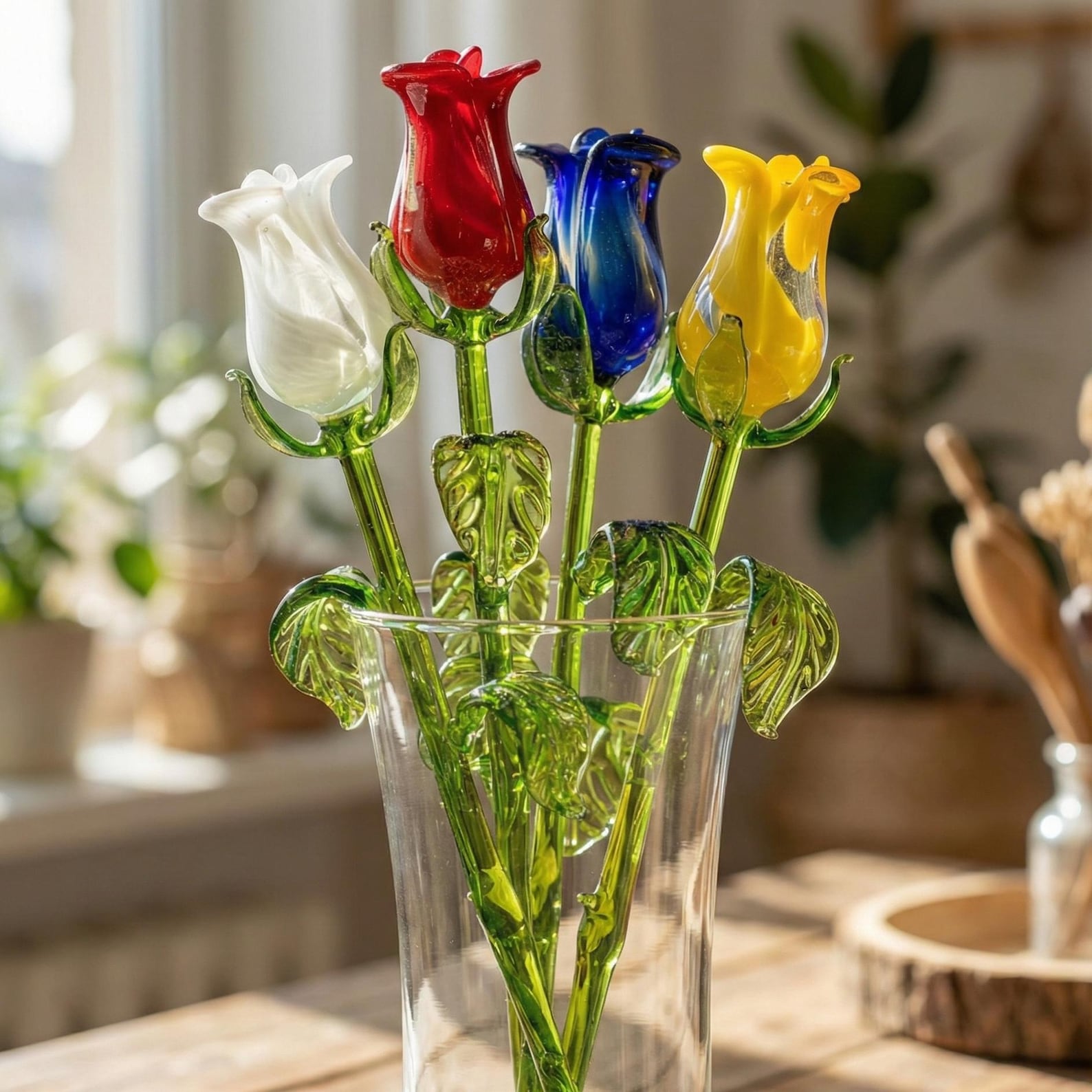 Glass Roses - Glass Flower Bouquet - Handmade Glass Flowers - Blown ...