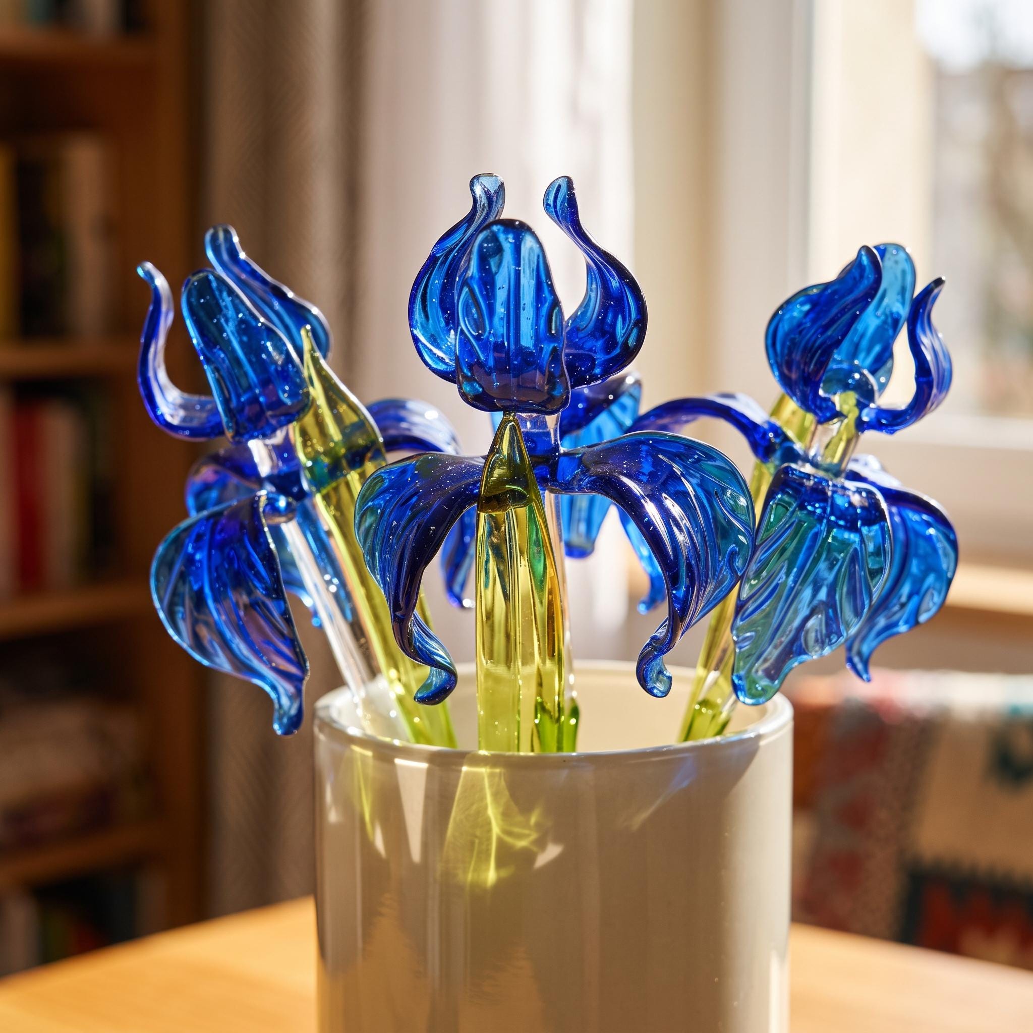 Glass Iris Flower - Hand Blown Glass Iris - Blue Glass Flowers