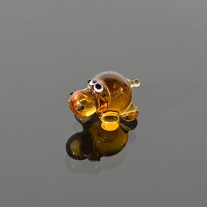 World&#39;s smallest glass Hippopotamus, whimsical, Lamp work miniature  Hippo character, Unique gift.