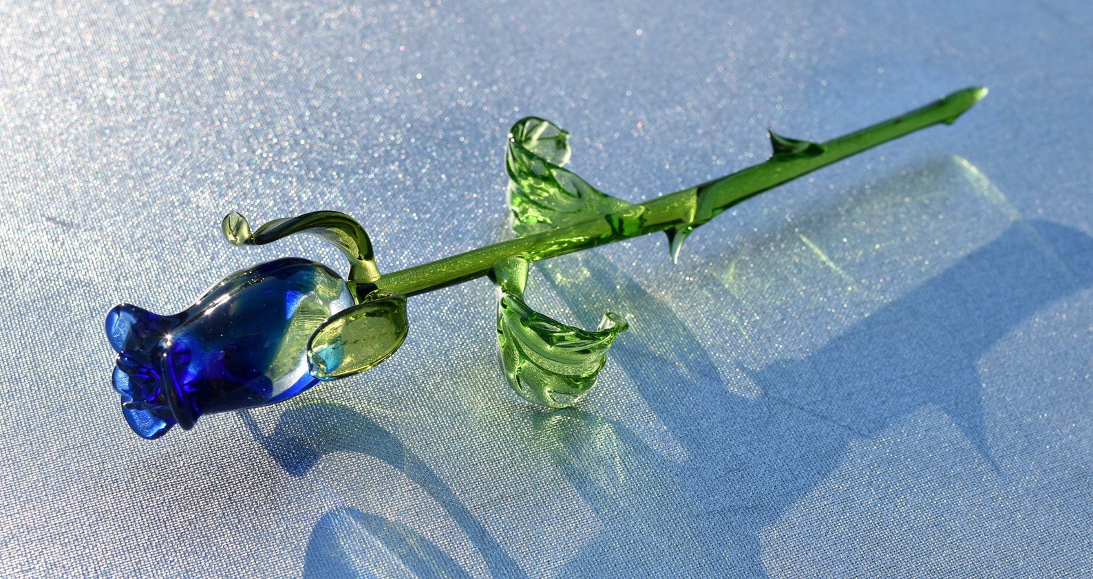 Glass Rose - Blue Glass Flowers - Glass Flower Bouquet - Hand Blown ...