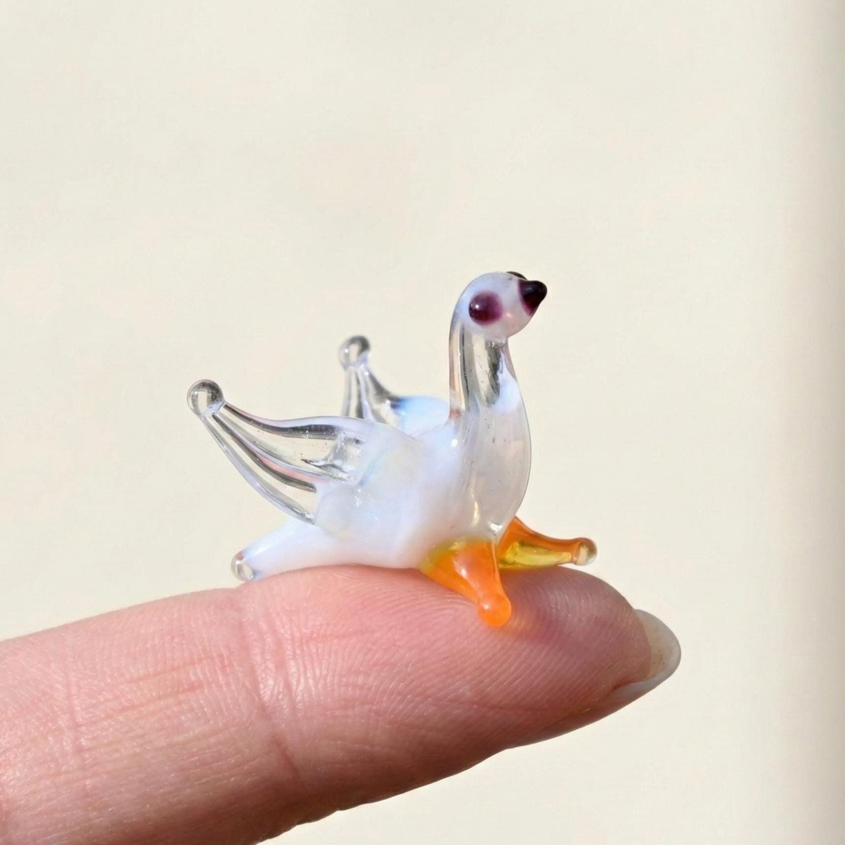 ガラスの鳩、ミニガラスの鳥の置物 - 小さなガラスの鳩 - 手吹きガラス