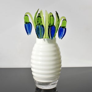 Beautiful  blue glass snowdrops  flower. Excellent addition to your glass collection, unique gift. Each flower is priced individually.