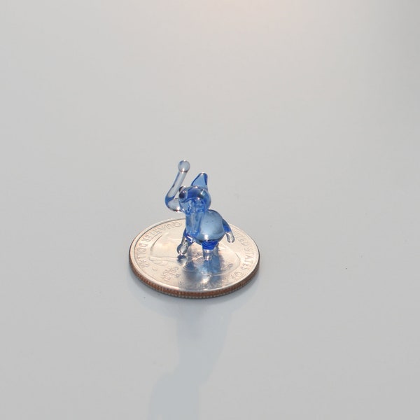 World smallest tiny glass elephant, whimsical, Lamp work miniature character from Glass Menagerie, Unique gift.