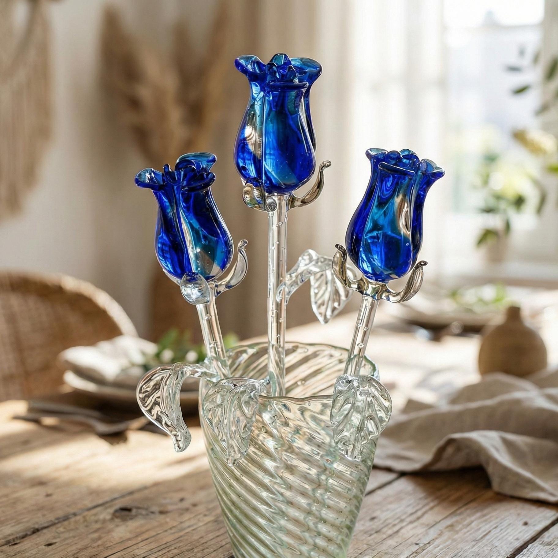 Blue Glass Rose - Etsy