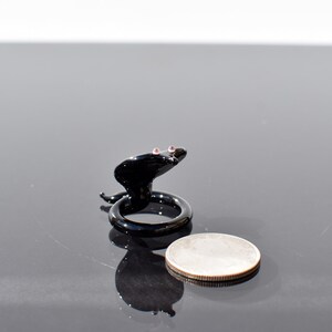 Cute glass miniature black Cobra, whimsical, Lamp work miniature character from Glass Menagerie, Unique gift
