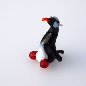 Cute glass miniature penguin, whimsical, Lamp work miniature character from Glass Menagerie, Unique gift.