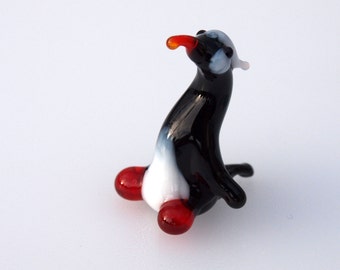 Cute glass miniature penguin, whimsical, Lamp work miniature character from Glass Menagerie, Unique gift.