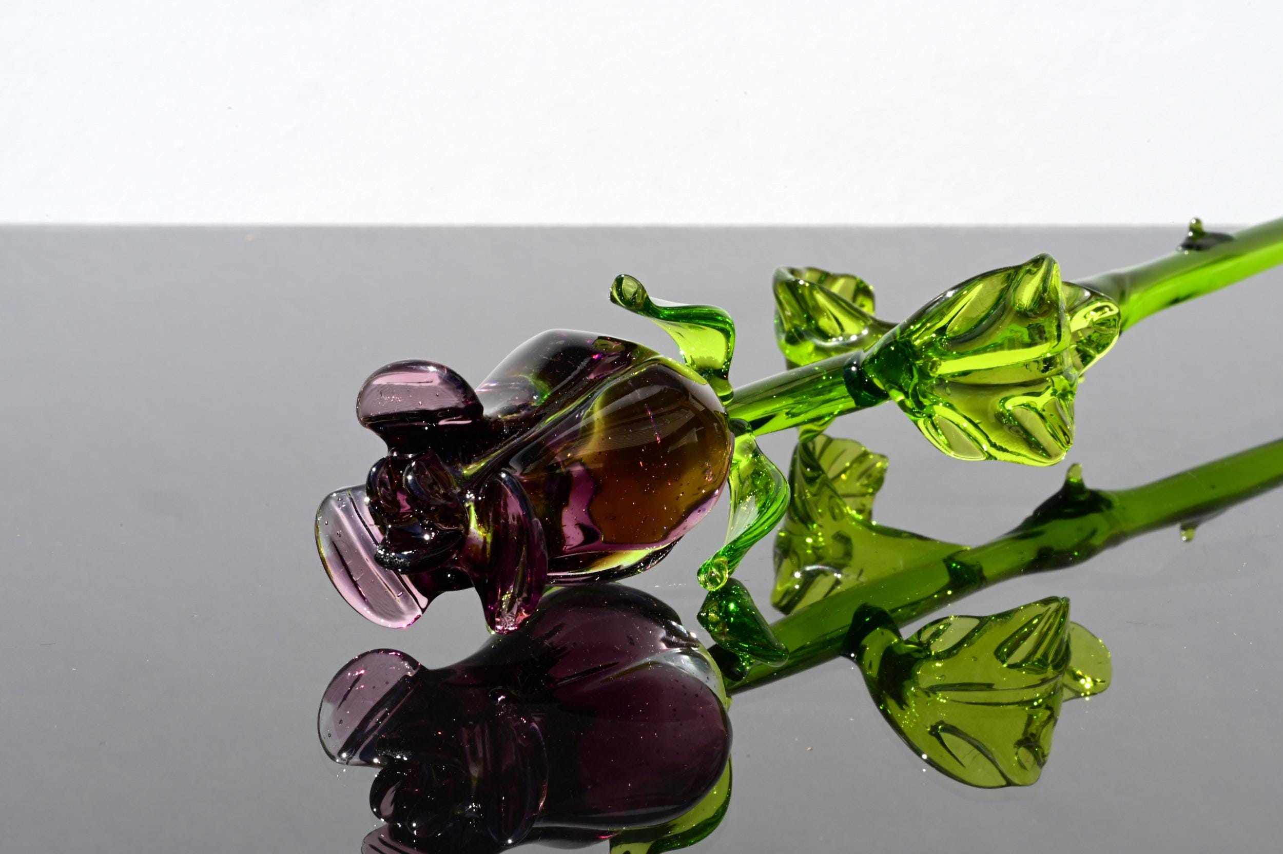 Purple Glass Flowers, Glass Rose - Blown Glass Rose - Glass Flowers ...