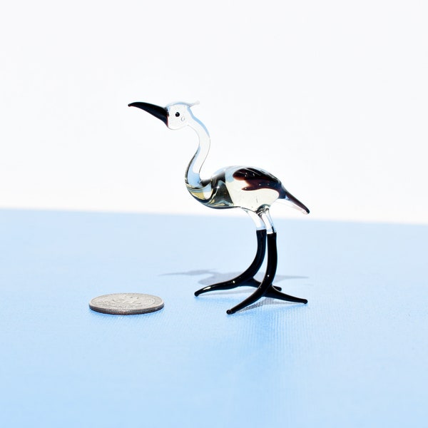 Elegant Glass Crane Bird. Whimsical figurine with a lot of character and personality. Excellent addition to your collection, unique gift.