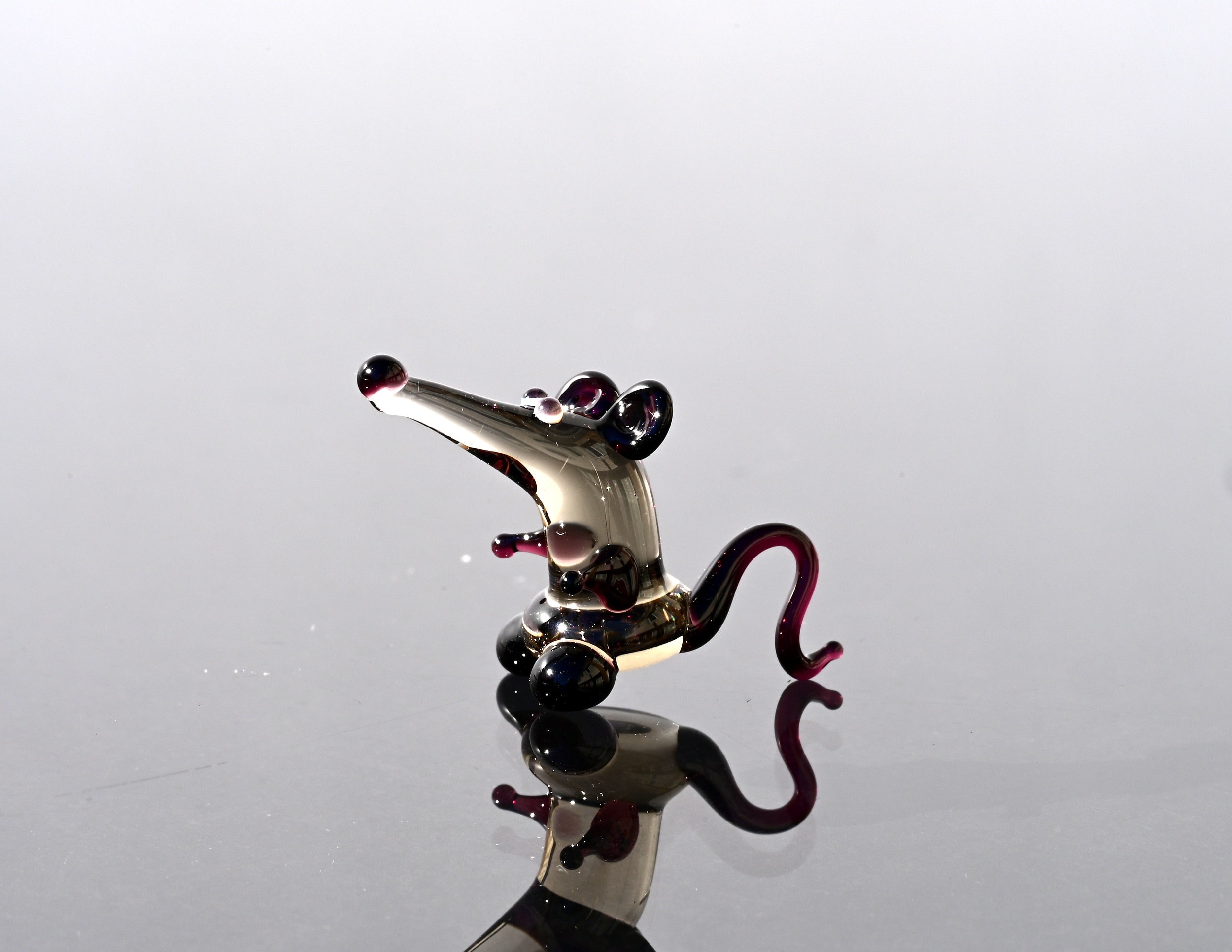 Lampwork Glass Rat Miniature: Tiny Grey Figurine, Whimsical Gift - Etsy