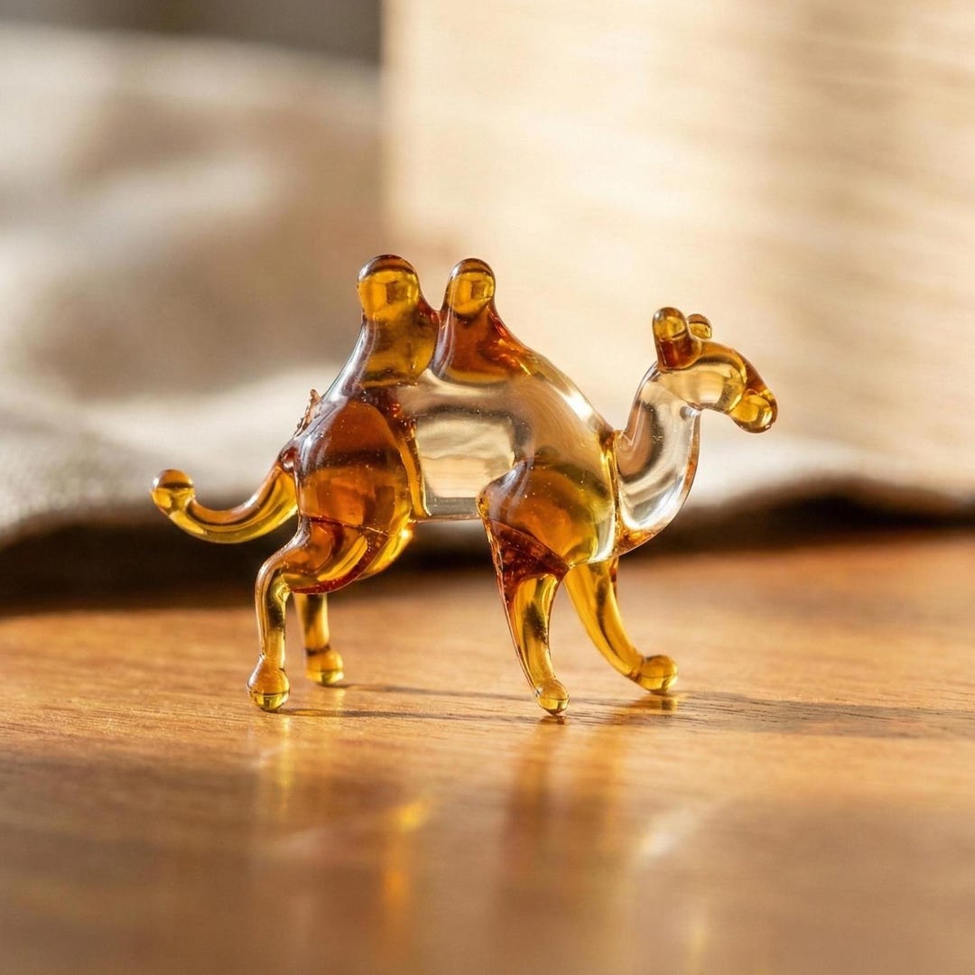 小さなガラスの動物、ラクダ、砂漠の装飾、小さなガラスの動物、ガラス