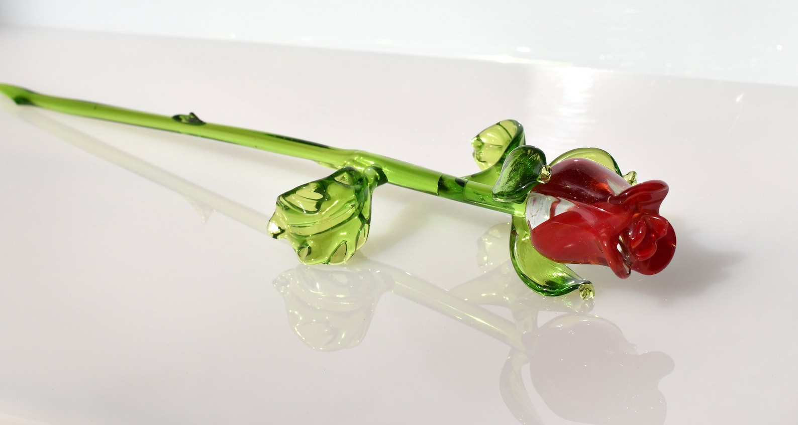 Beautiful Red Glass Rose Flower. Excellent Addition to Your Etsy