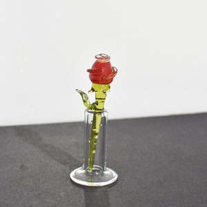 Mini Glass Rose in Vase • Sentimental Keepsake for Love & Special Moments • Handmade Collectible Gift to Treasure Forever