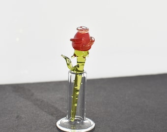Mini Glass Rose in Vase • Sentimental Keepsake for Love & Special Moments • Handmade Collectible Gift to Treasure Forever