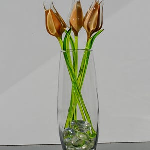 Handmade Glass Tulip: Cream Beige Collectible Figurine