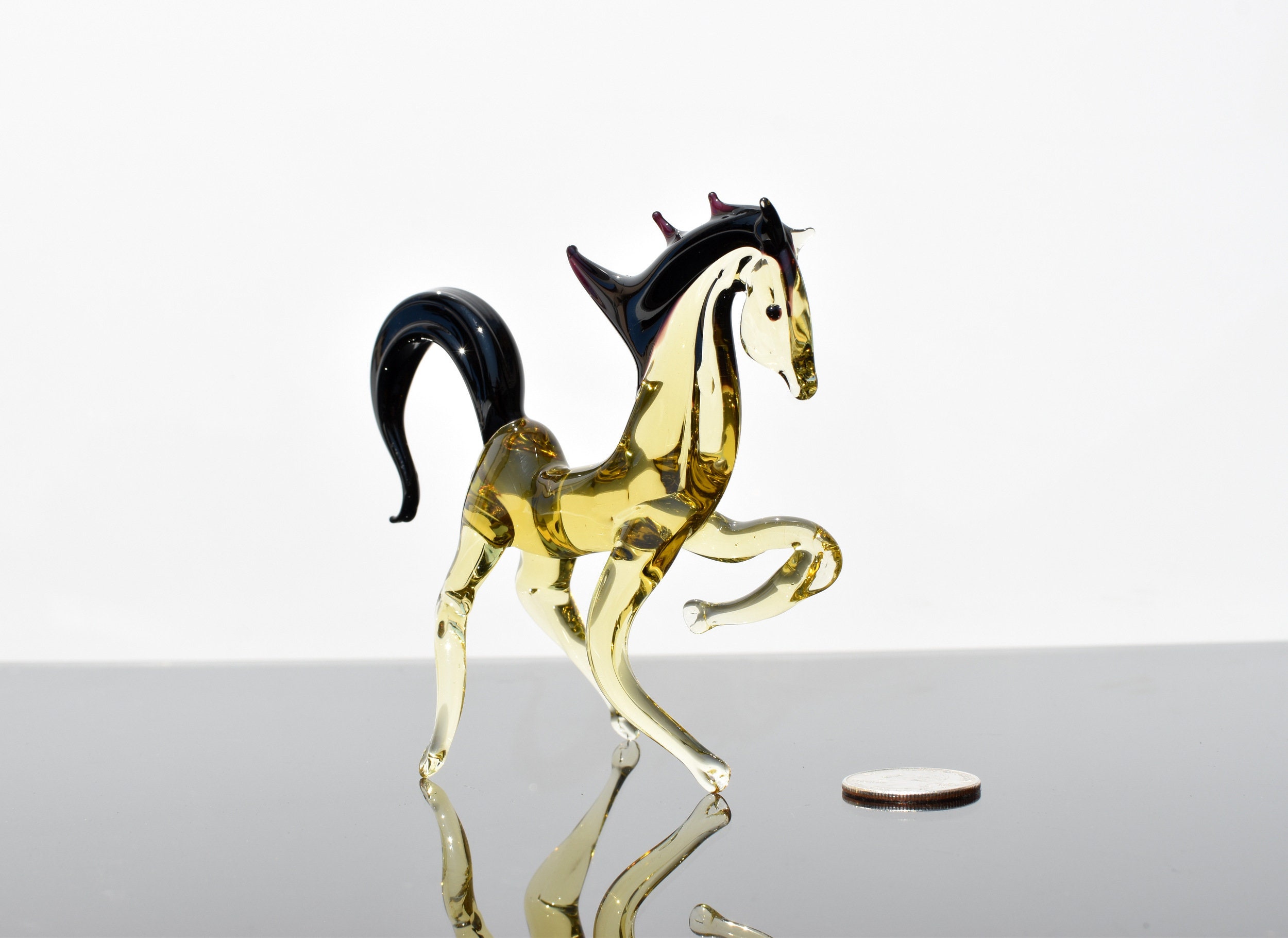 ガラス製 馬の彫刻 2体セット 美術品・アンティーク・コレクション