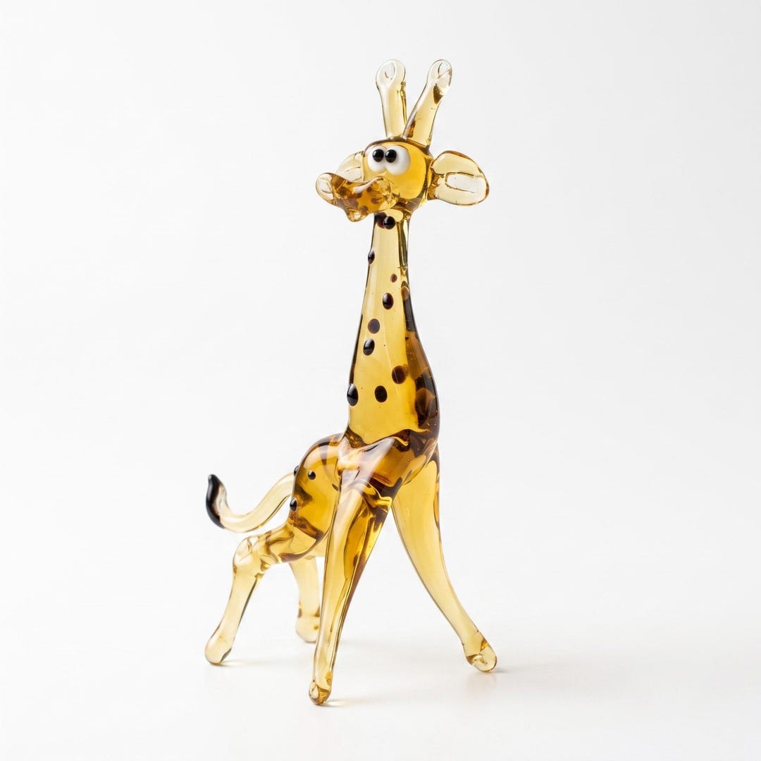 Hand Blown Glass Giraffe, Giraffe Statue, Glass Animals, Giraffe
