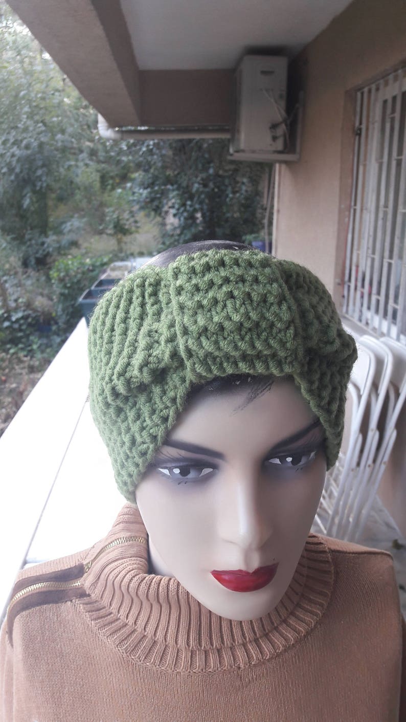 Ear Warmers wool headbands -pear green Knit Headband Light green green Knit Headband green knit headband wool bandana Earmuffs