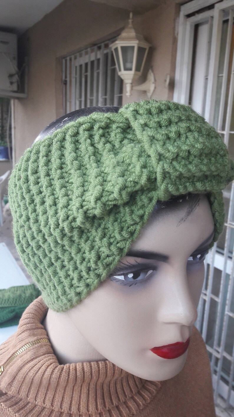 Ear Warmers wool headbands -pear green Knit Headband Light green green Knit Headband green knit headband wool bandana Earmuffs