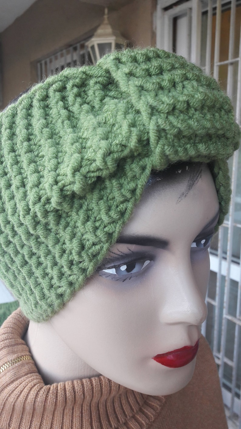 Ear Warmers wool headbands -pear green Knit Headband Light green green Knit Headband green knit headband wool bandana Earmuffs