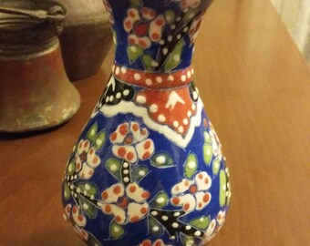 Vintage Ceramic vase, Turkish vase, Pottery and Ceramics,Orient Ceramic, handmade vase ,ceramic vase Kütahya ceramic vase , home and living