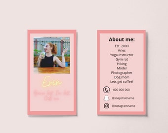 Dating Business Cards Template with photo, business cards, funny cards, flirty business cards, relationship, minimalist, dating, dating card