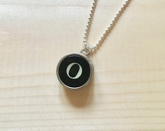 Vintage Typewriter Key Necklace: Letter O, Sterling Silver Initial Pendant.  Recycled gift.  Authentic keys.