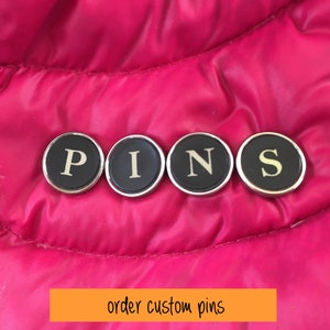 Custom typewriter key jewelry lapel pins or tie tacks!  Personalized Jewelry.  NO GLUE.  Custom typewriter jewelry.  Letter jewelry.  Pins.