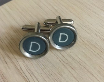 Vintage Typewriter Key Cufflinks: Initial D, Authentic Repurposed Jewelry