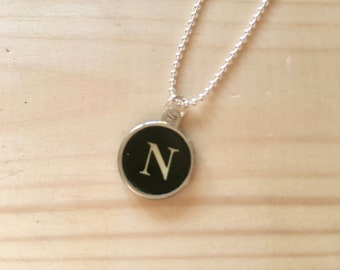 Vintage Typewriter Key Necklace: Letter N, Sterling Silver Chain.  Authentic keys.  Womens gift. Recycled gift.