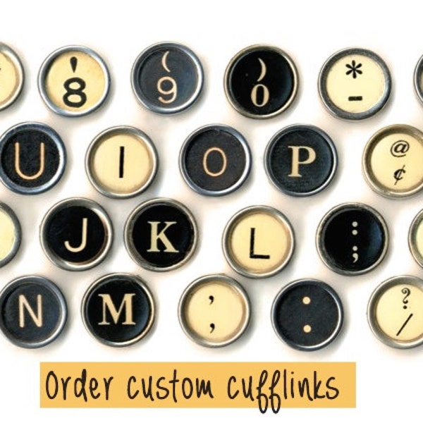 Custom typewriter jewelry cufflinks for men and women!  Choose your vintage typewriter keys.  NO GLUE.  Letter jewelry.  Recycled gift.