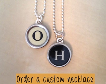 You choose your  typewriter key jewelry necklace! Personalized Jewelry.  NO GLUE.  Charm necklace. Custom vintage typewriter key pendants.