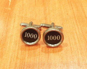 Antique Typewriter Key Cufflinks: Number 1000 Jewelry.  Batting 1000!  Recycled gift.  Mens gift.  Cuffs.  Authentic keys.