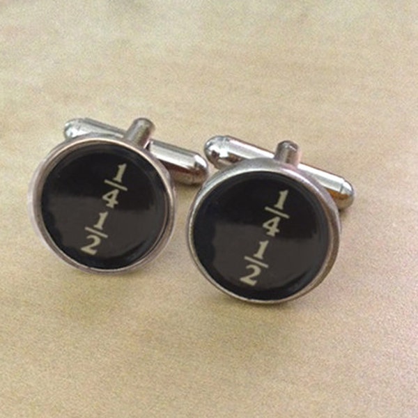 Fraction Typewriter Key Jewelry Cufflinks. NO GLUE!  Mens gift.  Numbers. CPA's.  Men's cuffs.  Recycled gift for men.  Green gift.