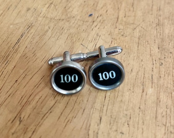 Antique Typewriter Key Cufflinks: Number 100 Jewelry