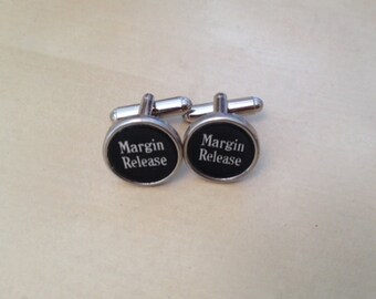 Margin Release Typewriter Key Cufflinks. NO GLUE!  Recycled gifts.  Father's Day.