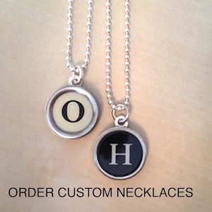 You choose your  typewriter key jewelry necklace! Personalized Jewelry.  NO GLUE.  Charm necklace. Custom vintage typewriter key pendants.