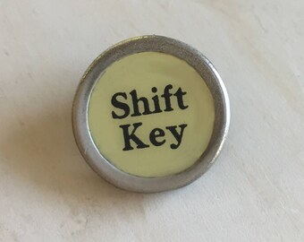 Unisex Shift  Pin or Tie Tack. Recycled Typewriter Key Jewelry. Divorce.Teacher.