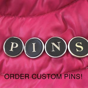Custom typewriter key jewelry lapel pins or tie tacks!  Personalized Jewelry.  NO GLUE.  Custom typewriter jewelry.  Letter jewelry.  Pins.
